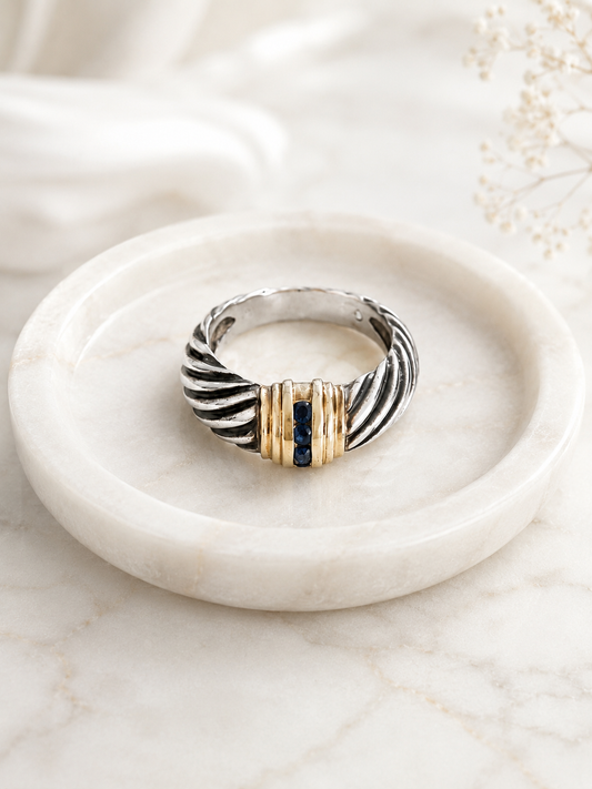 David Yurman Two-Tone Sapphire Cable Ring