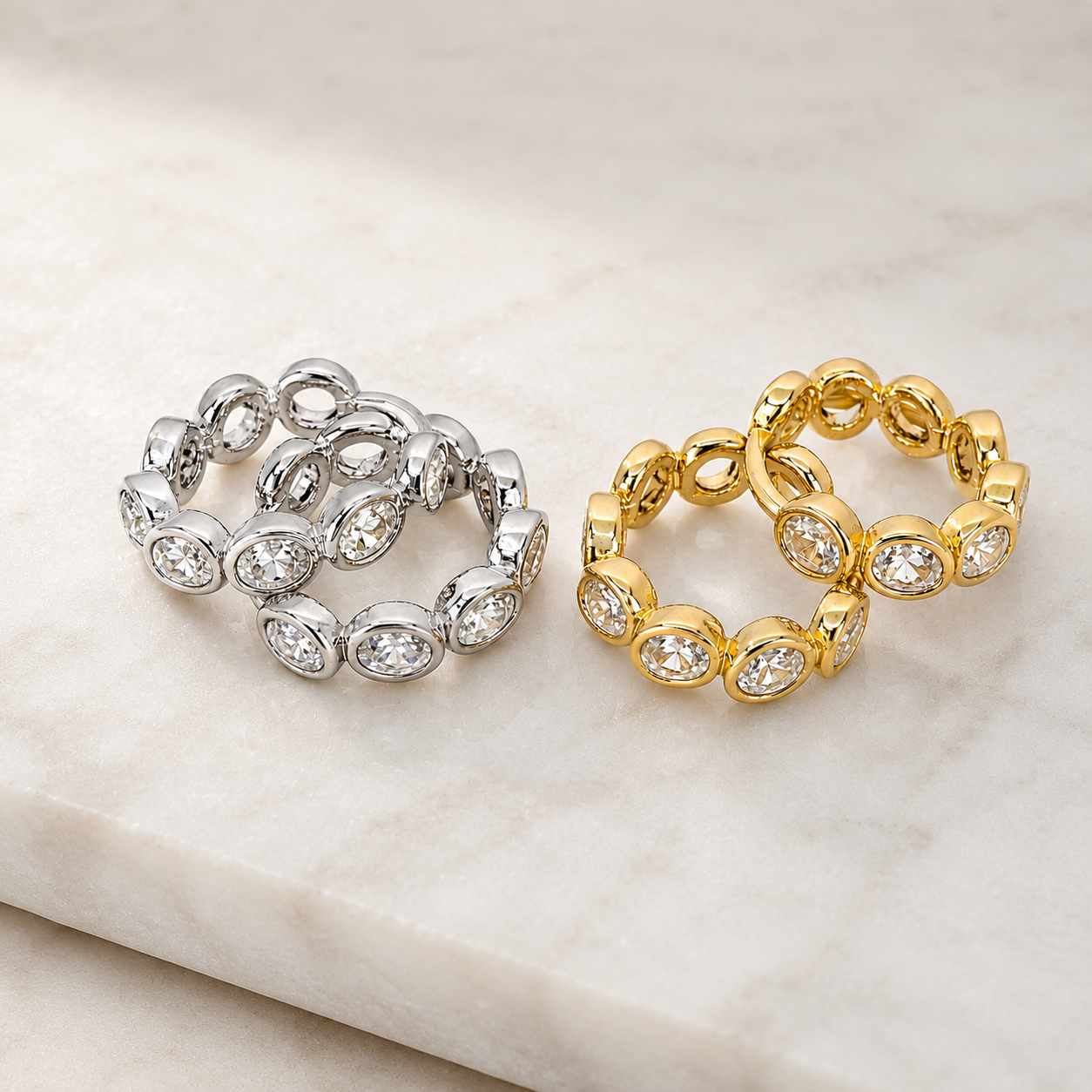 Bezel CZ Huggie Earrings