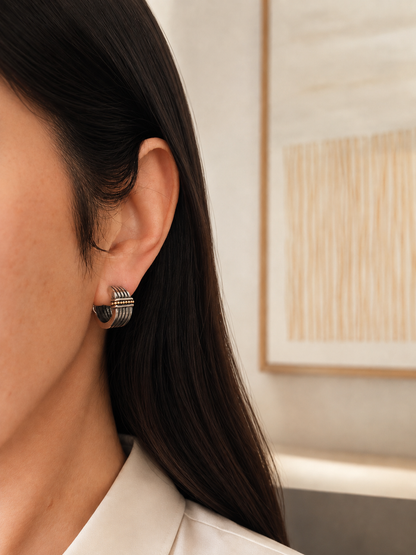 Lagos Caviar Gold-Beaded Fluted Hoop Earrings
