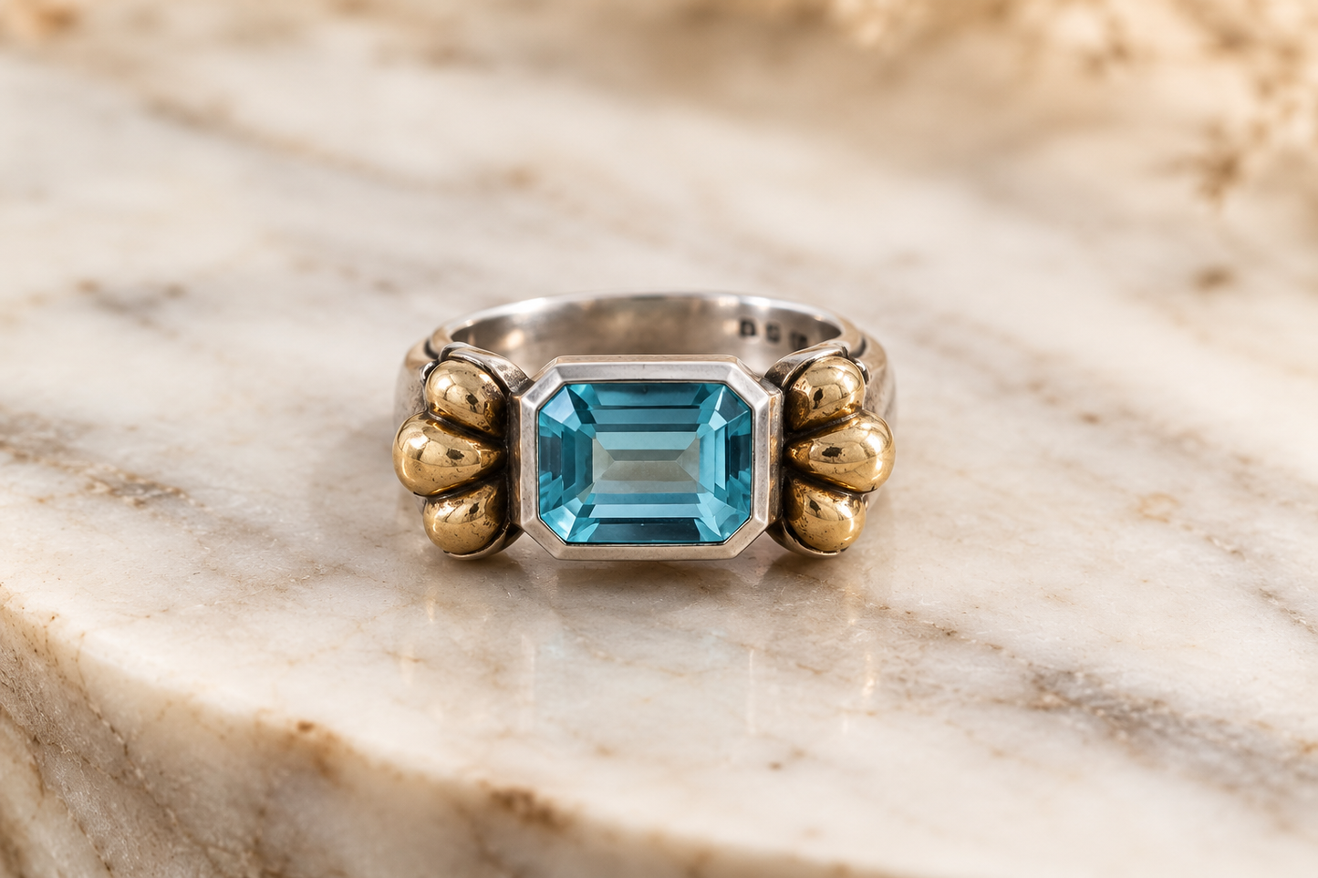 Lagos Caviar Blue Topaz Ring