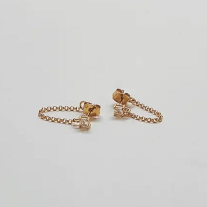 Cz Chain Huggie Earrings