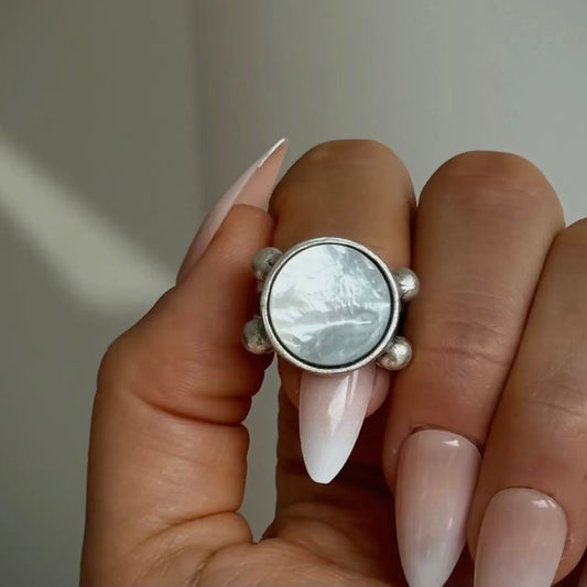 Moon Mother of Pearl Ring