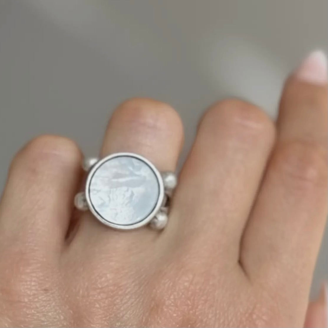 Moon Mother of Pearl Ring