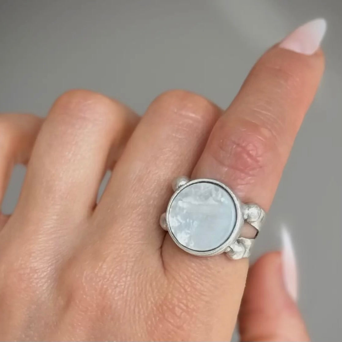 Moon Mother of Pearl Ring