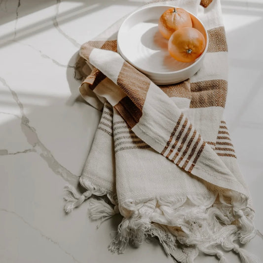 Turkish Cotton Hand Towel | Neutral Stripe