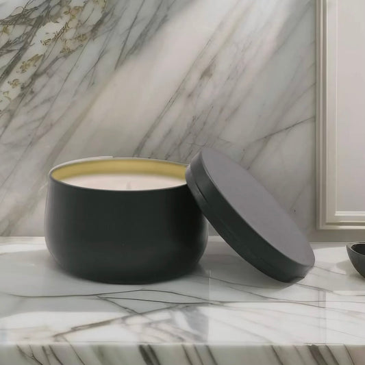 Black Curved Tin Soy Candle