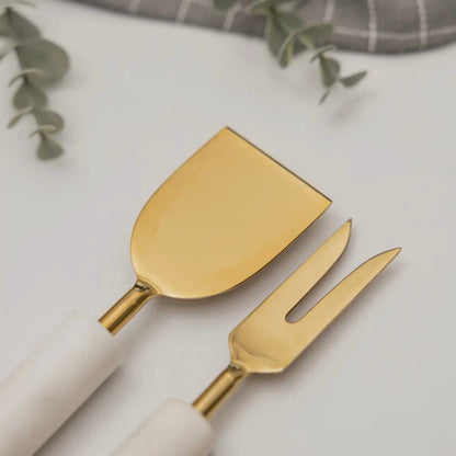 Marble + Acacia Wood Cheese Knives (Set of 2)