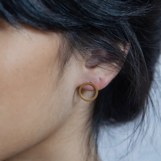 Open Circle Gold Earrings