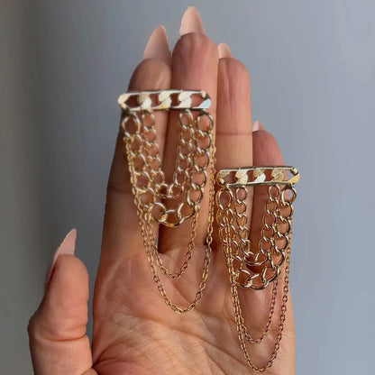 Multi Tier Chain Earrings | Gold Plated