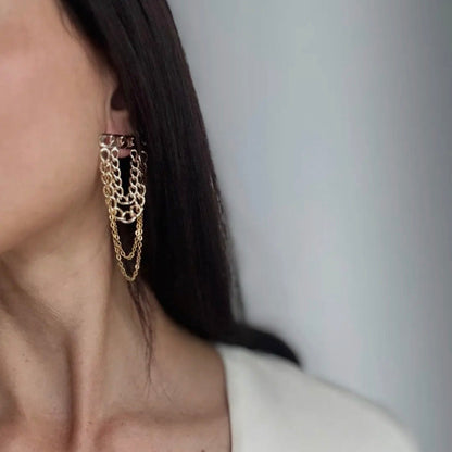 Multi Tier Chain Earrings | Gold Plated
