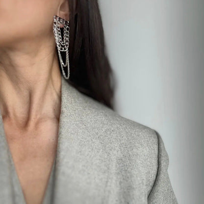 Multi Tier Chain Earrings | Silver Plated