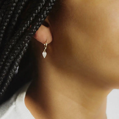 Pavé Gold Heart Huggie Earrings