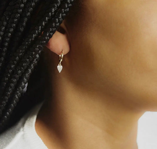 Pavé Gold Heart Huggie Earrings