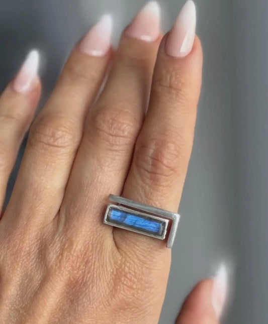 Rectangle Labradorite Ring