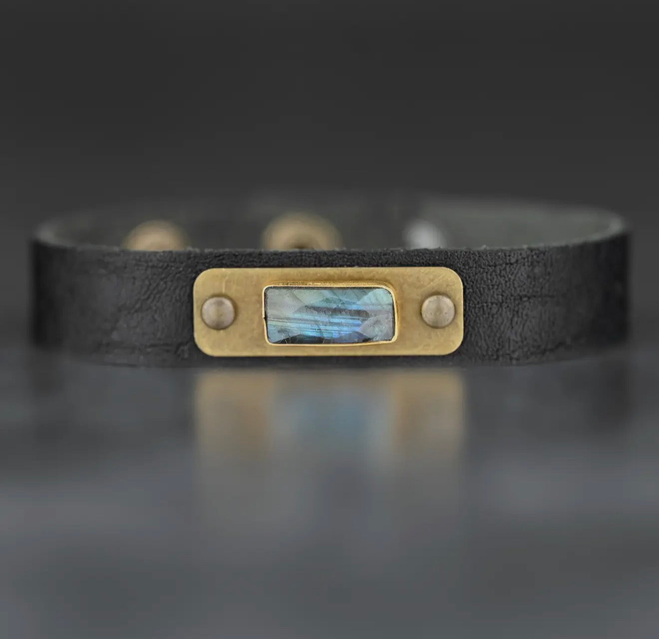 Leather Cuff with Labradorite Stone