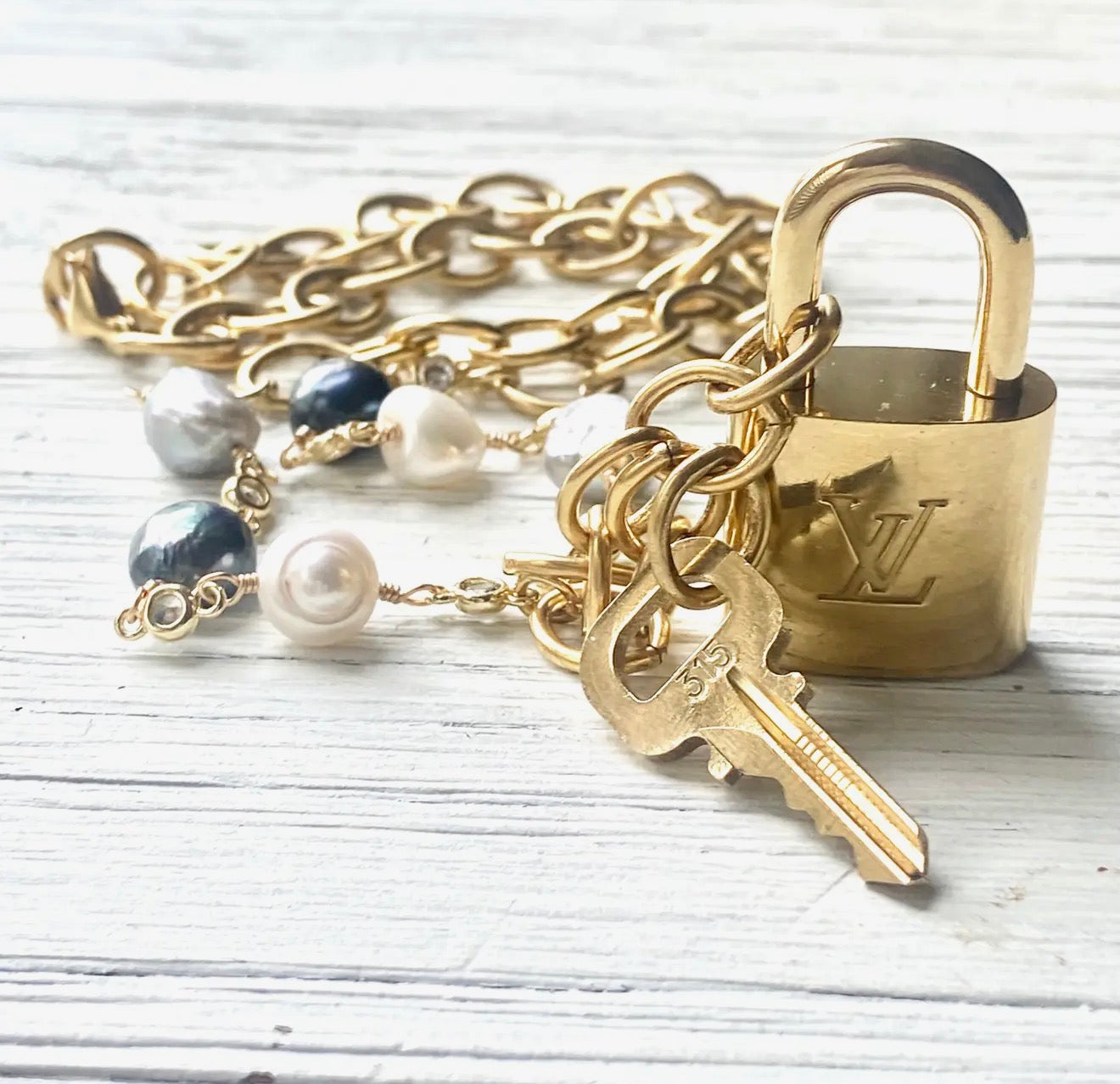 Authentic Louis Vuitton Lock Necklace| Freshwater Pearl
