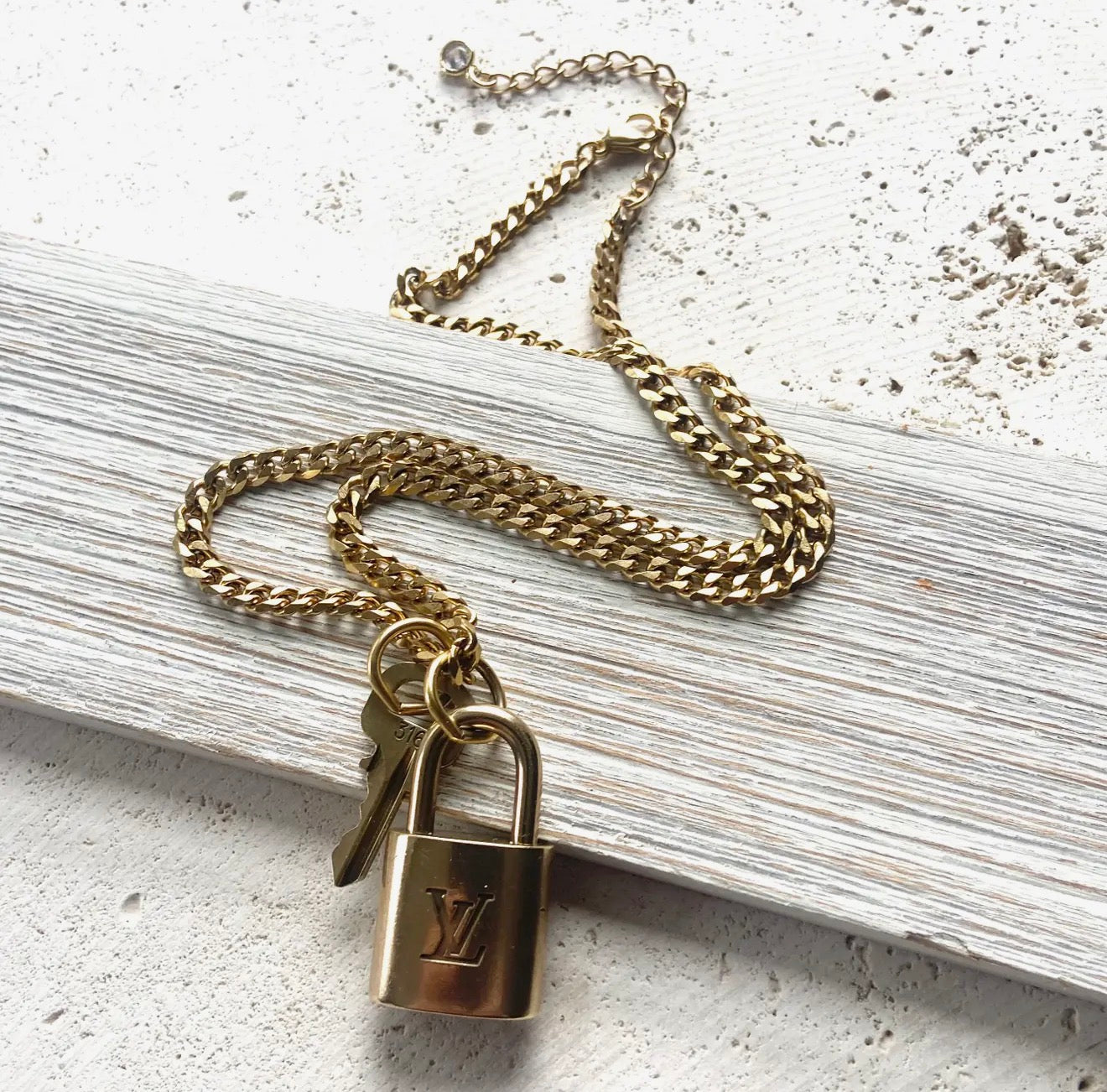 Authentic Louis Vuitton Lock Necklace | Cuban Link