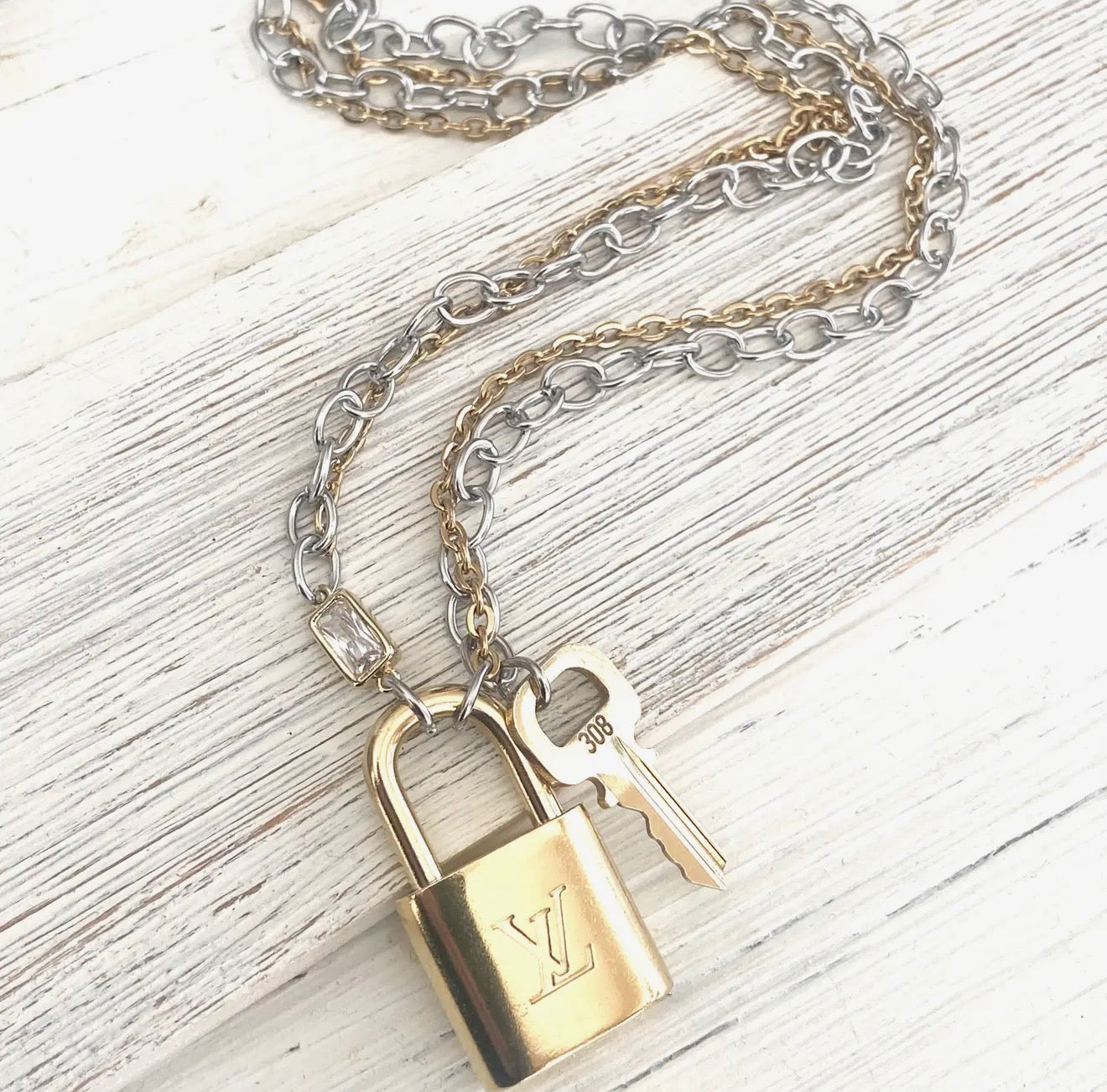 Authentic Louis Vuitton Lock Necklace | Mixed Metal