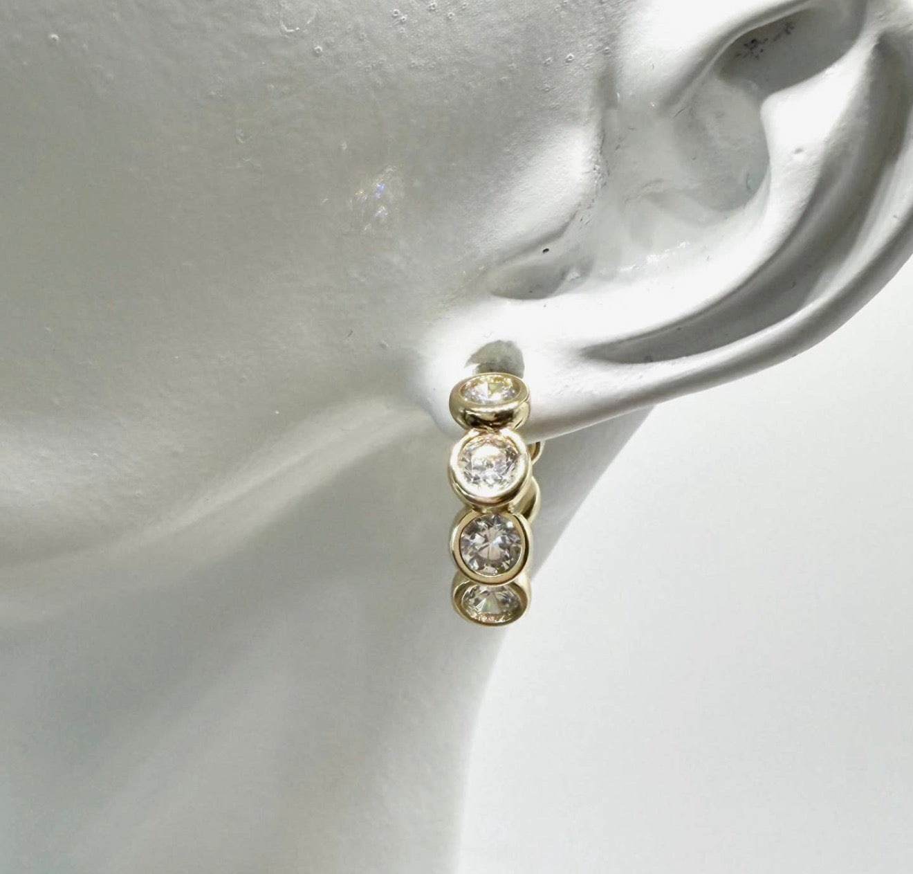 Bezel CZ Huggie Earrings