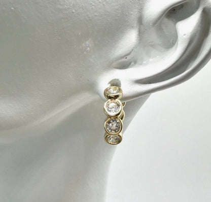 Bezel CZ Huggie Earrings