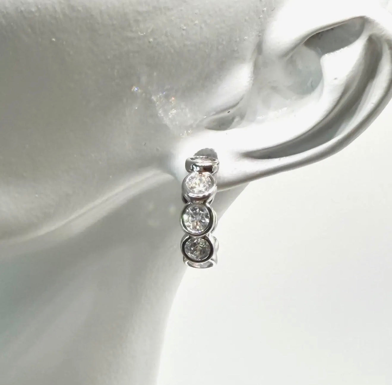 Bezel CZ Huggie Earrings