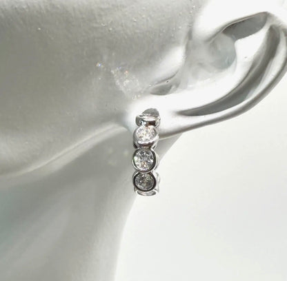 Bezel CZ Huggie Earrings