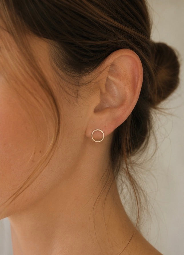 Open Circle Silver Earrings