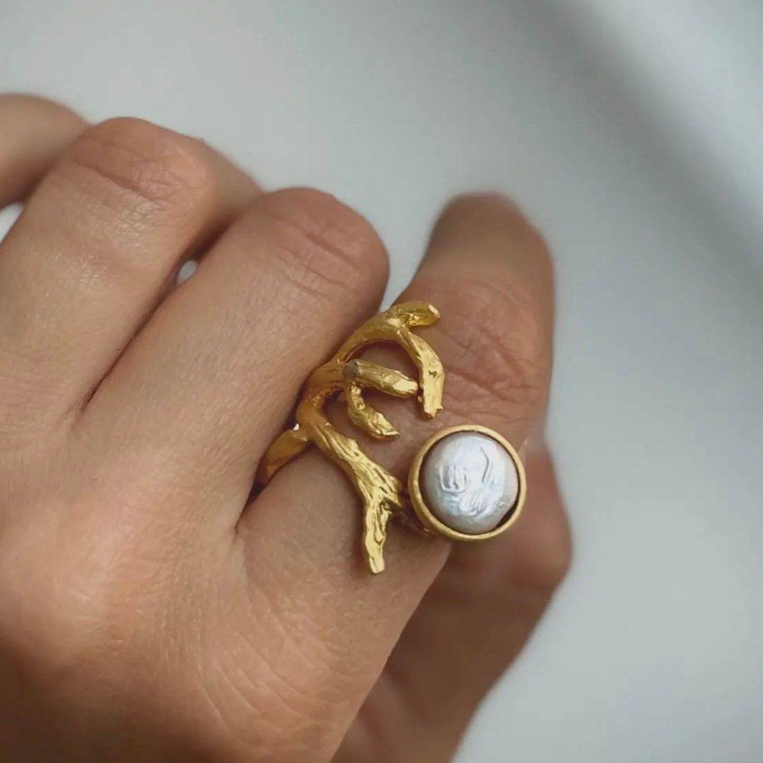 Embraced White Pearl Ring