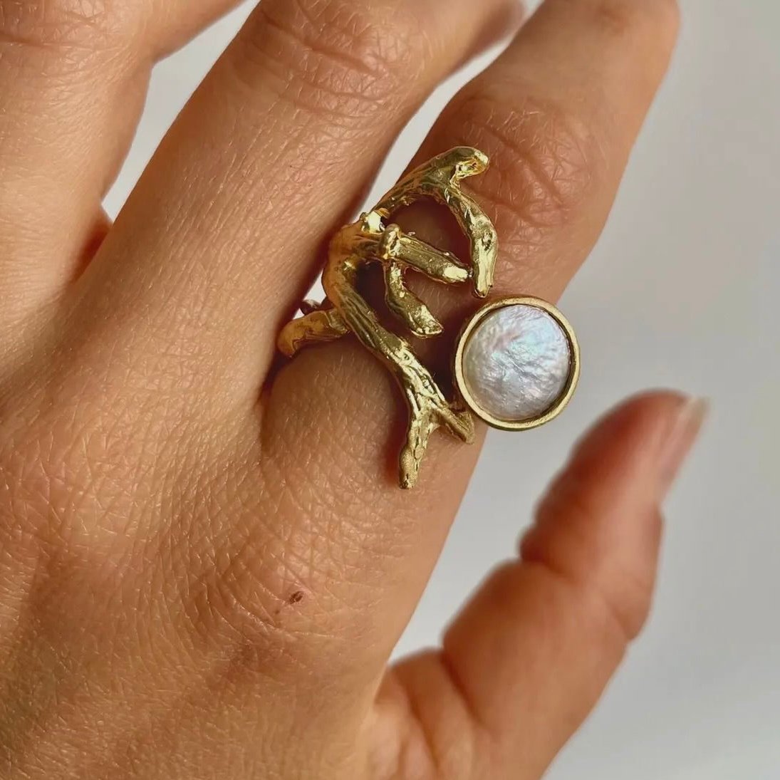 Embraced White Pearl Ring