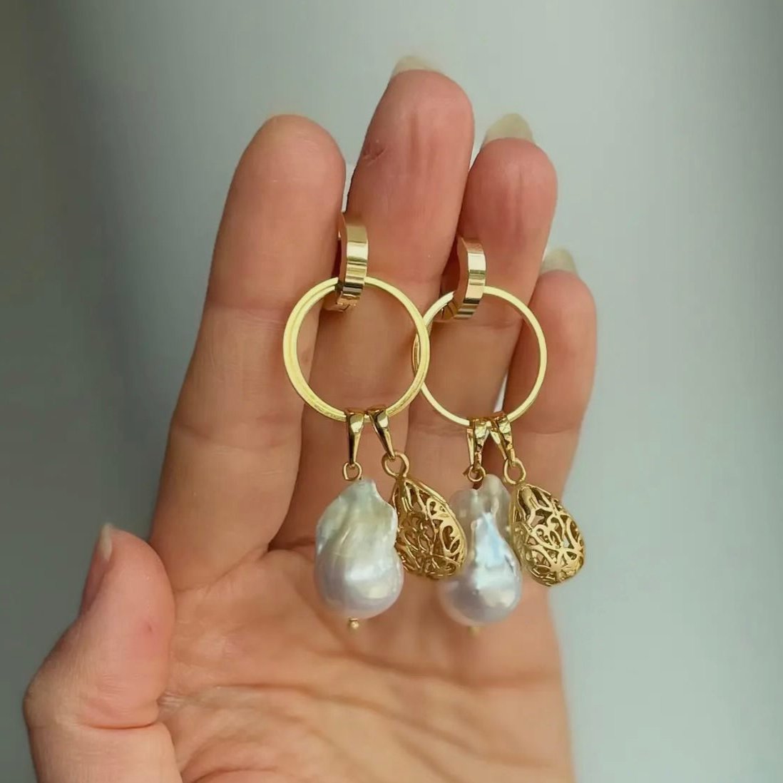 Multi-Use Baroque Pearl Hoop Earrings