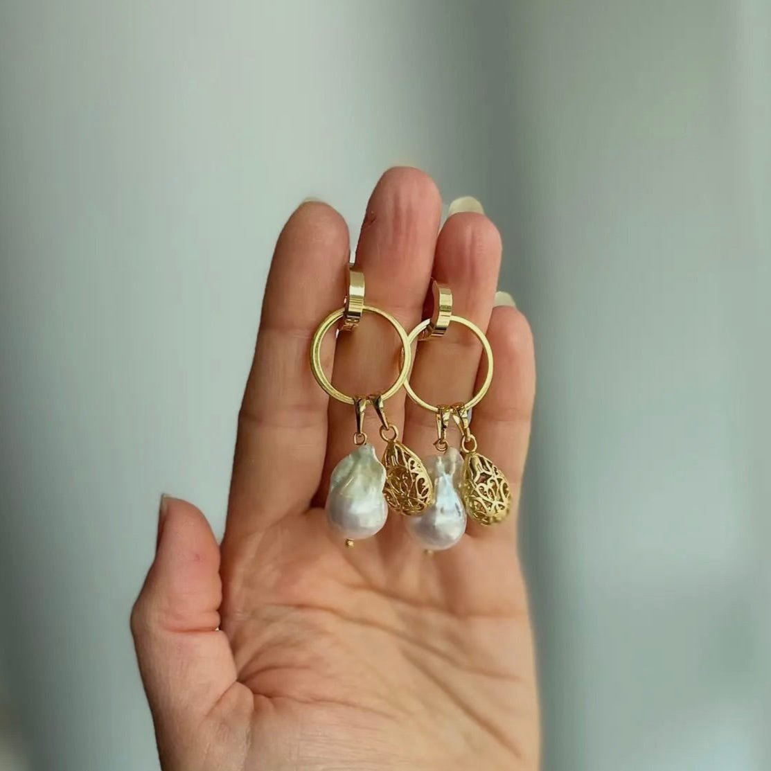 Multi-Use Baroque Pearl Hoop Earrings