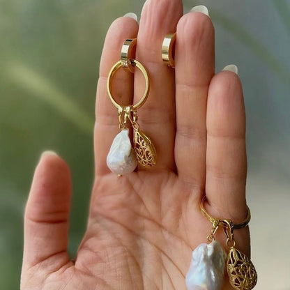 Multi-Use Baroque Pearl Hoop Earrings