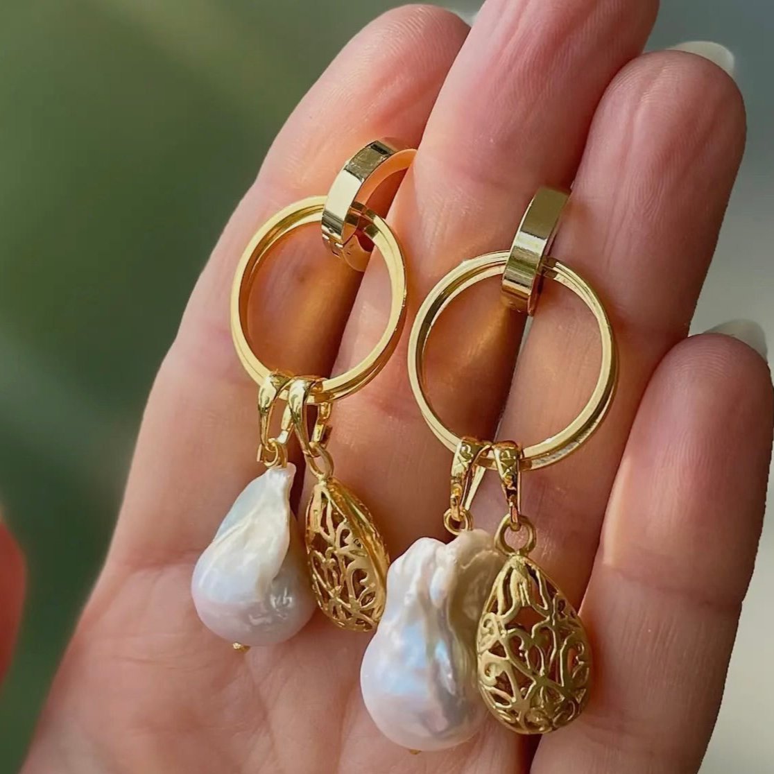 Multi-Use Baroque Pearl Hoop Earrings