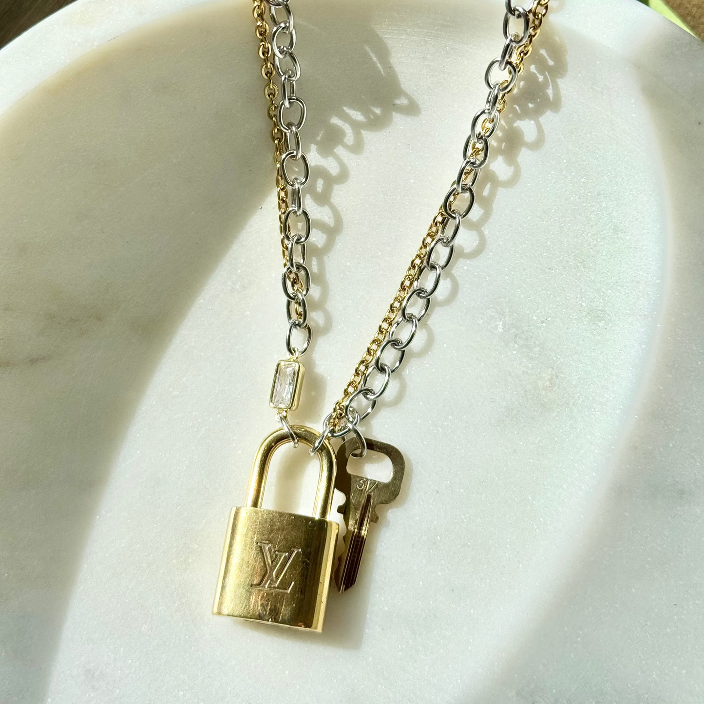 Authentic Louis Vuitton Lock Necklace | Mixed Metal