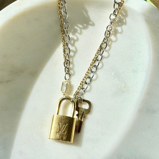 Authentic Louis Vuitton Lock Necklace | Mixed Metal