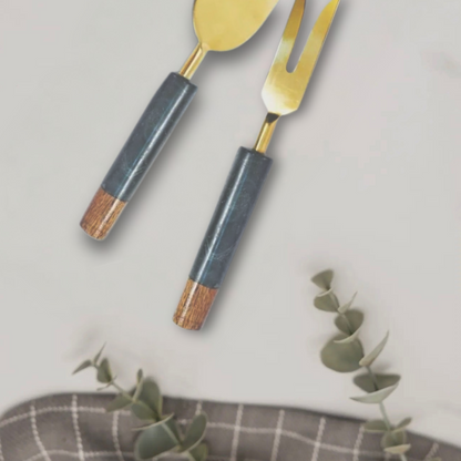 Marble + Acacia Wood Cheese Knives (Set of 2)